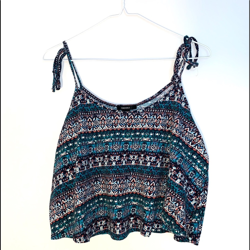 Forever 21 Multi-Colored Pattern Crop Top